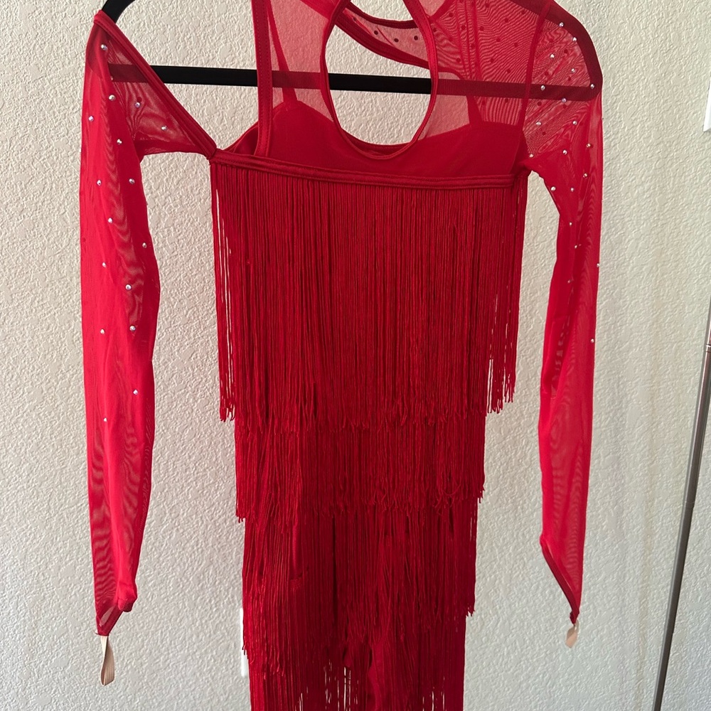 Elegant Red Fringe Dress